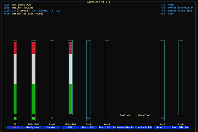 AlsaMixer volume setting